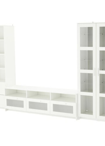 Mueble TV con puertas de vidrio, blanco